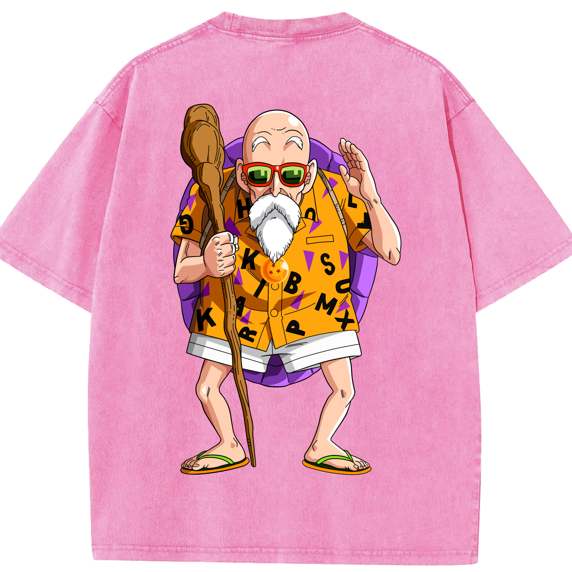 （画像用） ドラゴンボール 亀仙人（かめせんにん） DRAGON BALL Master Roshi Kame Sennin 綿100% ヴィンテージ風 半袖Tシャツ（背面プリント）